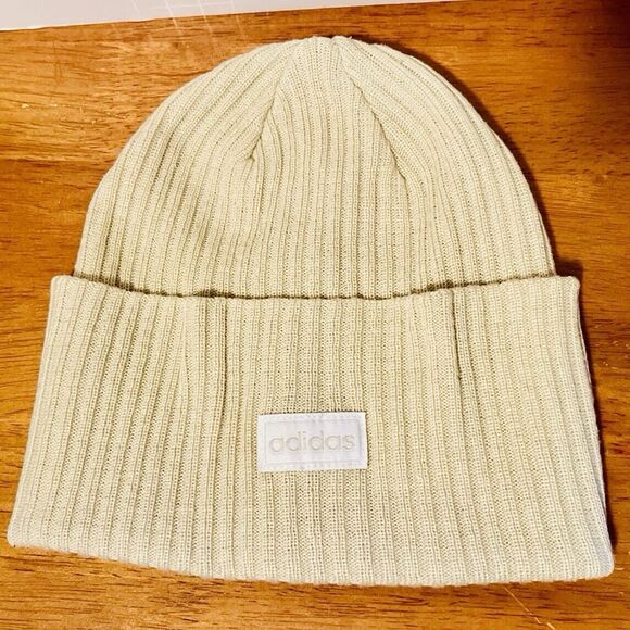 Adidas Training 4 Inch Cuff Fold Beanie Beige Ivory Women's One Size - Picture 1 of 4